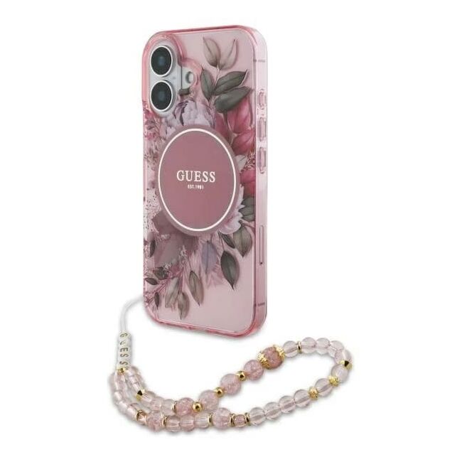 Husa pentru  iPhone 16 cu MagSafe Guess - IML Series - roz neon