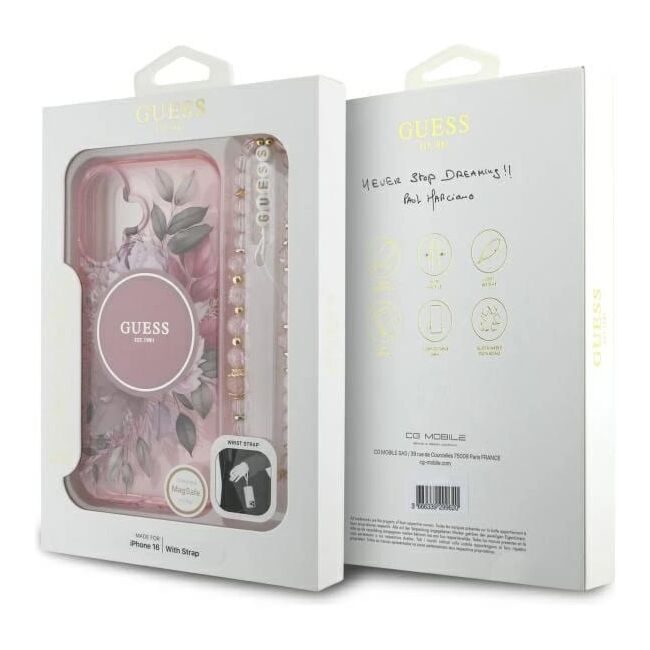 Husa pentru  iPhone 16 cu MagSafe Guess - IML Series - roz neon