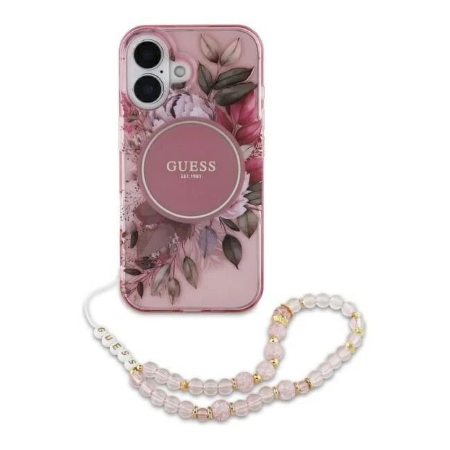 Husa pentru  iPhone 16 cu MagSafe Guess - IML Series - roz neon