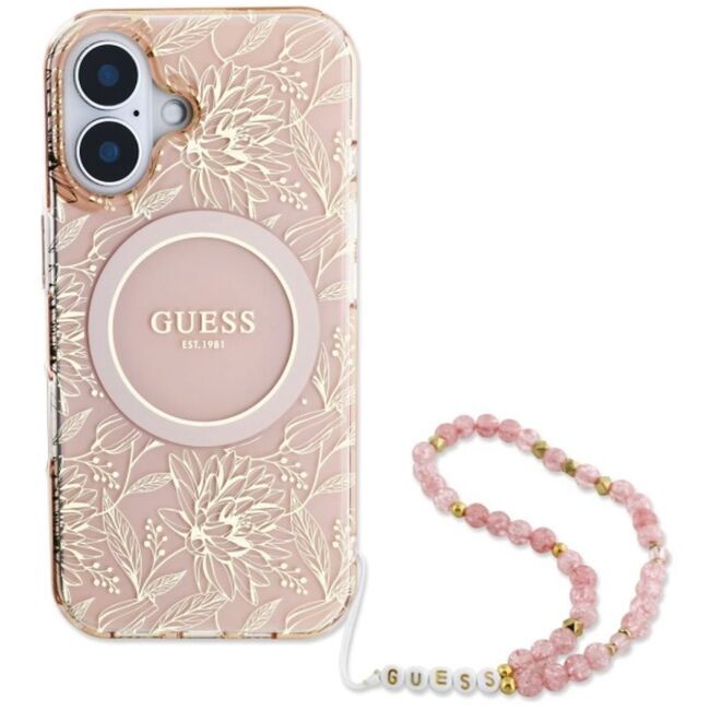 Husa pentru  iPhone 16 cu MagSafe Guess - IML Series - roz pudrat