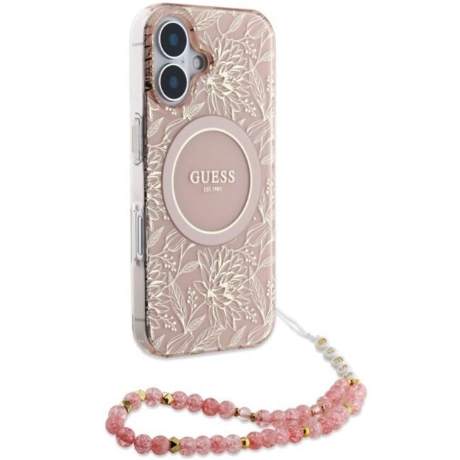 Husa pentru  iPhone 16 cu MagSafe Guess - IML Series - roz pudrat