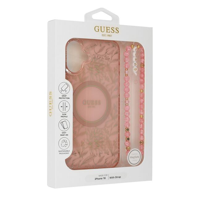 Husa pentru  iPhone 16 cu MagSafe Guess - IML Series - roz pudrat