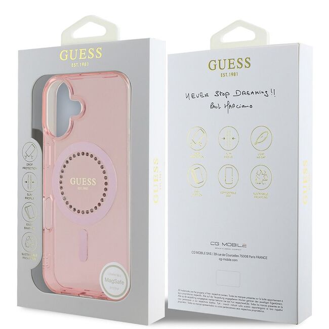 Husa pentru  iPhone 16 cu MagSafe Guess - IML Series - roz