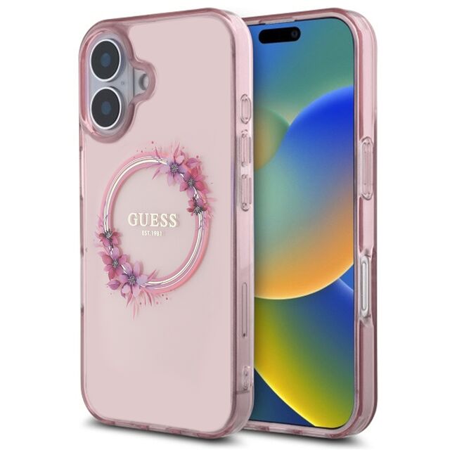 Husa pentru  iPhone 16 cu MagSafe Guess - IML Series - roz