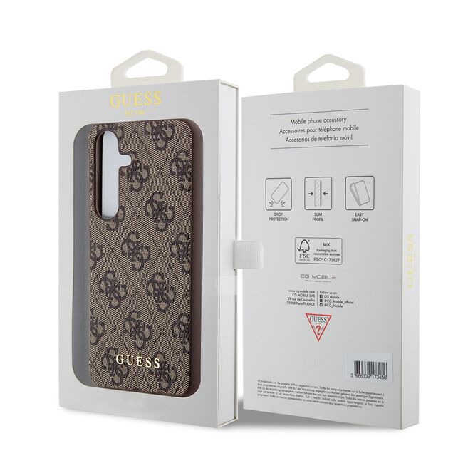 Husa pentru  Samsung Galaxy S24 Guess - Hardcase 4G Series - maro inchis