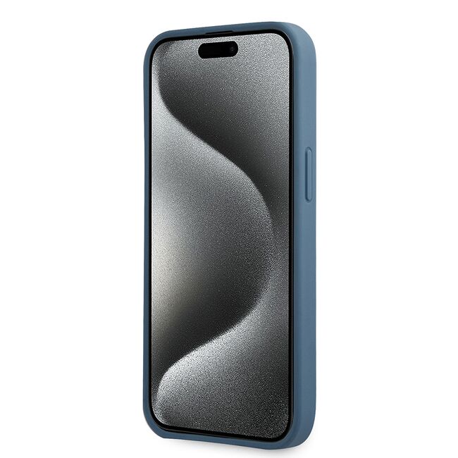 Husa pentru  iPhone 15 Guess - Hardcase 4G Series - albastru deschis