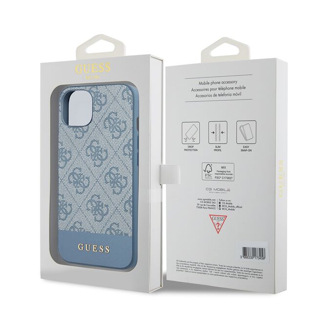 Husa pentru  iPhone 15 Guess - Hardcase 4G Series - albastru deschis