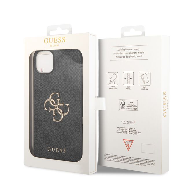 Husa pentru  iPhone 15 Guess - Hardcase 4G Series - gri mat