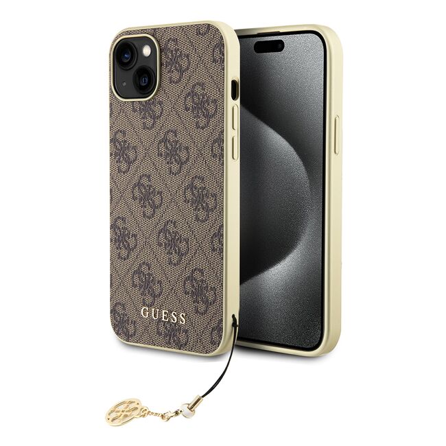 Husa pentru  iPhone 15 Guess - Hardcase 4G Series - maro inchis