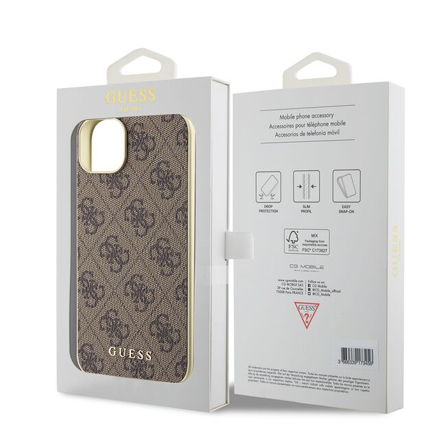 Husa pentru  iPhone 15 Guess - Hardcase 4G Series - maro inchis