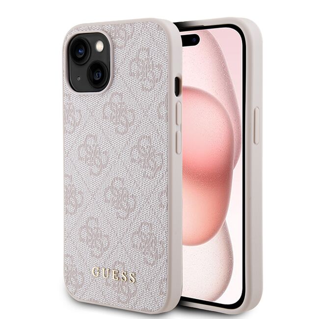 Husa pentru  iPhone 15 Guess - Hardcase 4G Series - roz neon