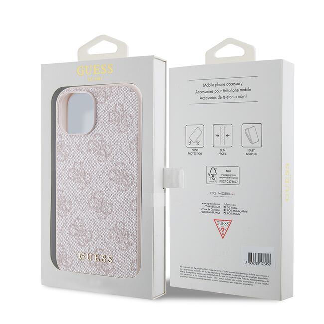 Husa pentru  iPhone 15 Guess - Hardcase 4G Series - roz neon