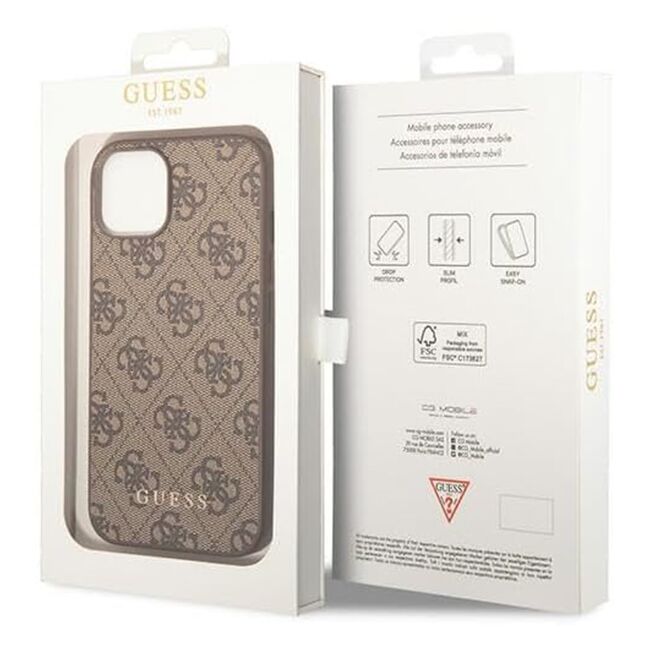 Husa pentru  iPhone 15 Plus Guess - Hardcase 4G Series - maro