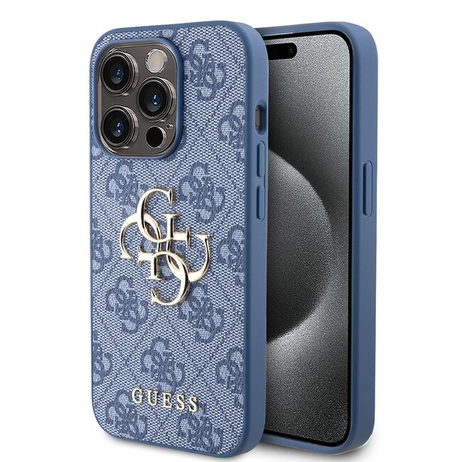 Husa pentru  iPhone 15 Pro Guess - Hardcase 4G Series - albastru inchis