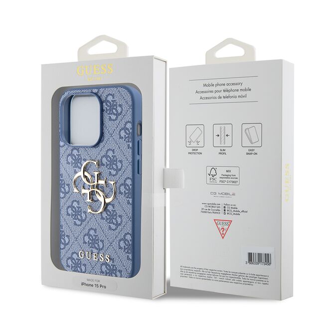 Husa pentru  iPhone 15 Pro Guess - Hardcase 4G Series - albastru inchis