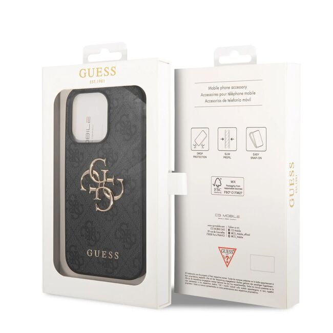 Husa pentru  iPhone 15 Pro Guess - Hardcase 4G Series - gri mat