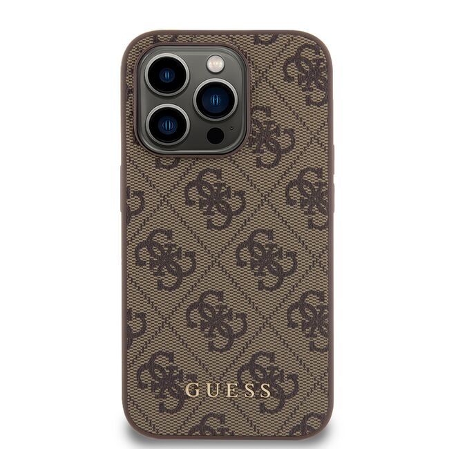 Husa pentru  iPhone 15 Pro Guess - Hardcase 4G Series - maro deschis