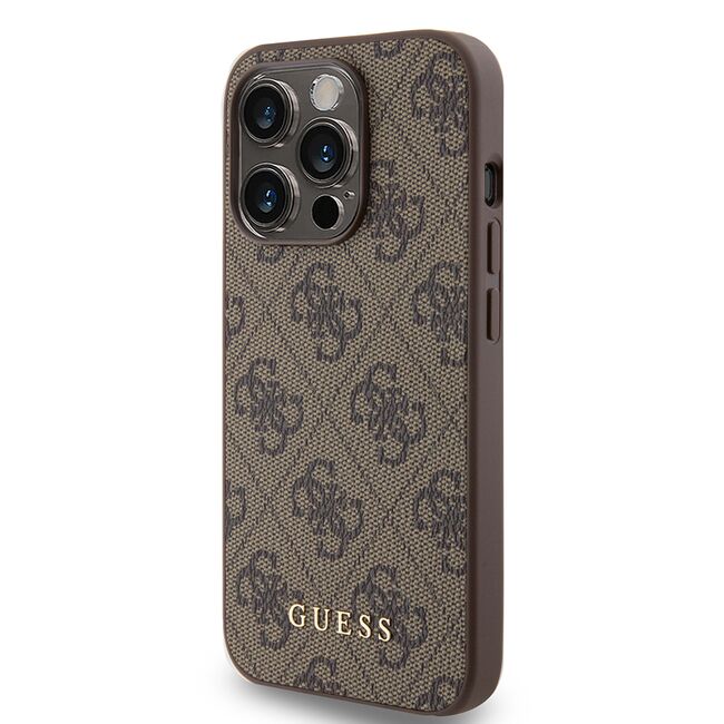 Husa pentru  iPhone 15 Pro Guess - Hardcase 4G Series - maro deschis