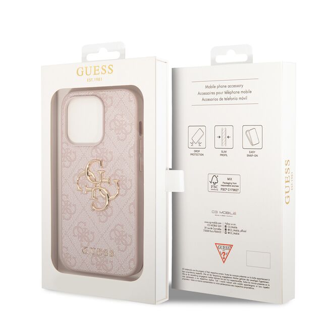 Husa pentru  iPhone 15 Pro Guess - Hardcase 4G Series - roz pudrat