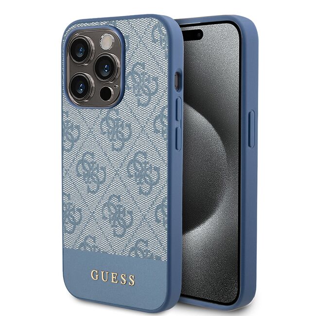 Husa pentru  iPhone 15 Pro Max Guess - Hardcase 4G Series - albastru deschis