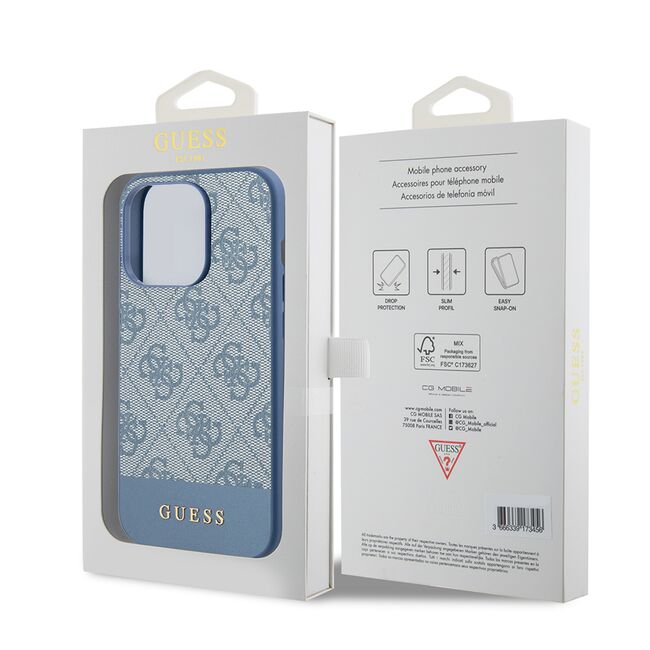 Husa pentru  iPhone 15 Pro Max Guess - Hardcase 4G Series - albastru deschis