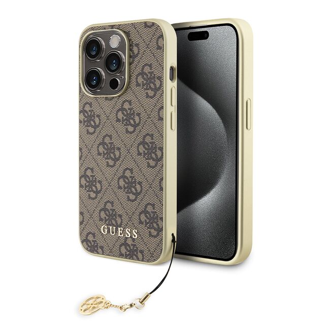 Husa pentru  iPhone 15 Pro Max Guess - Hardcase 4G Series - maro inchis