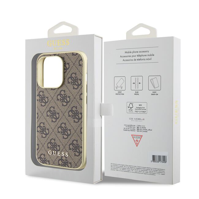 Husa pentru  iPhone 15 Pro Max Guess - Hardcase 4G Series - maro inchis