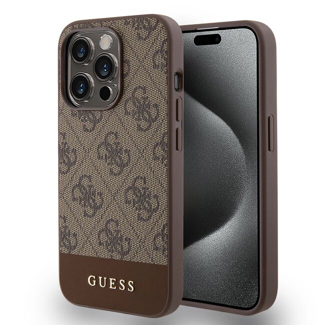 Husa pentru  iPhone 15 Pro Max Guess - Hardcase 4G Series - maro