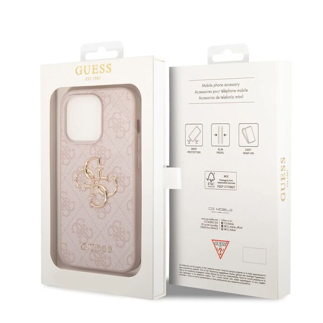 Husa pentru  iPhone 15 Pro Max Guess - Hardcase 4G Series - roz