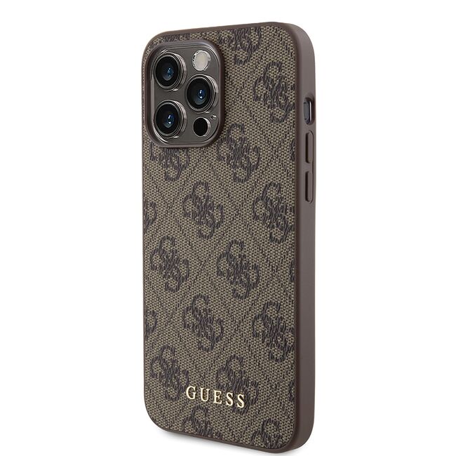 Husa pentru  iPhone 15 Pro Max cu MagSafe Guess - Hardcase 4G Series - maro inchis