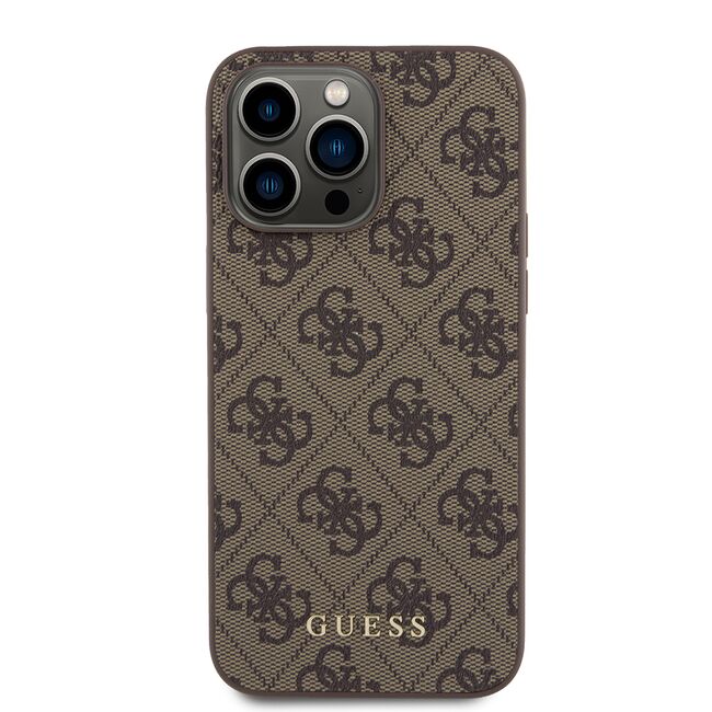Husa pentru  iPhone 15 Pro Max cu MagSafe Guess - Hardcase 4G Series - maro inchis