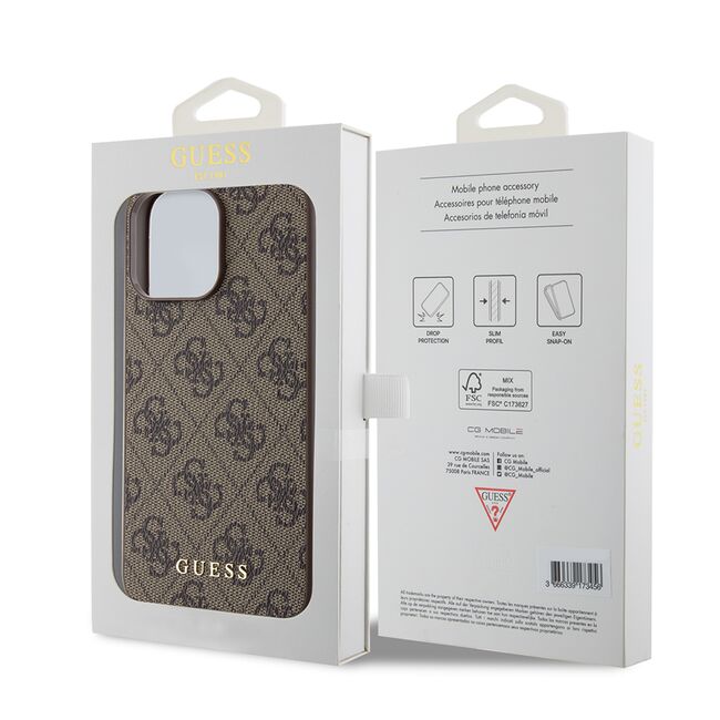 Husa pentru  iPhone 15 Pro Max cu MagSafe Guess - Hardcase 4G Series - maro inchis