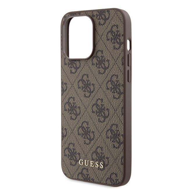 Husa pentru  iPhone 15 Pro Max cu MagSafe Guess - Hardcase 4G Series - maro inchis