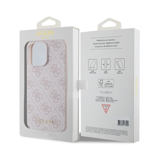Husa pentru  iPhone 15 Pro Max cu MagSafe Guess - Hardcase 4G Series - roz neon