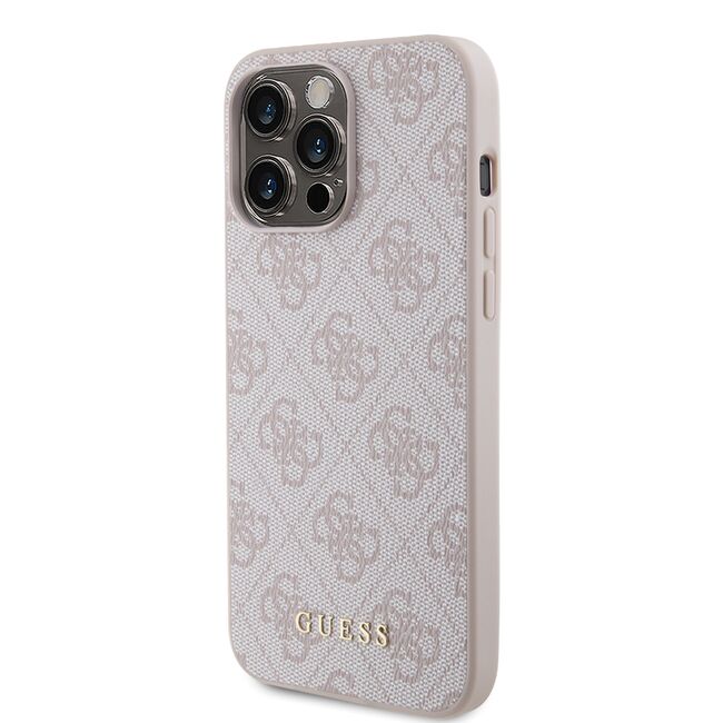 Husa pentru  iPhone 15 Pro Max cu MagSafe Guess - Hardcase 4G Series - roz neon
