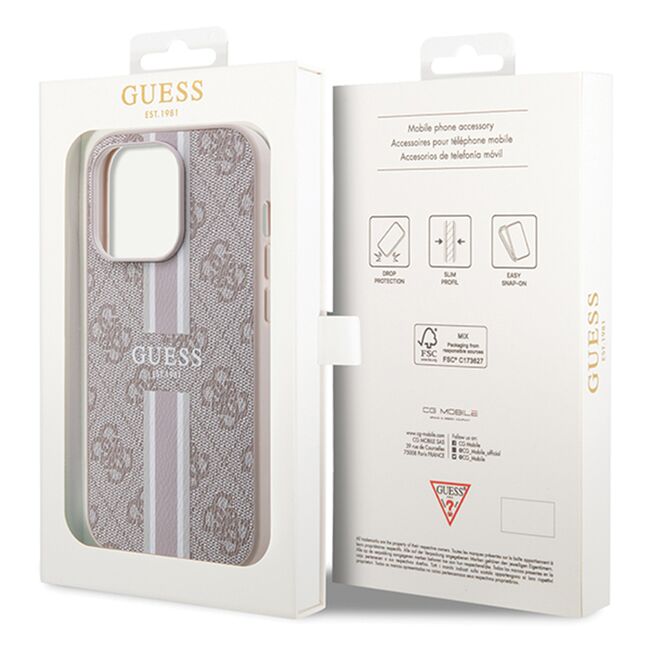 Husa pentru  iPhone 15 Pro Max cu MagSafe Guess - Hardcase 4G Series - roz