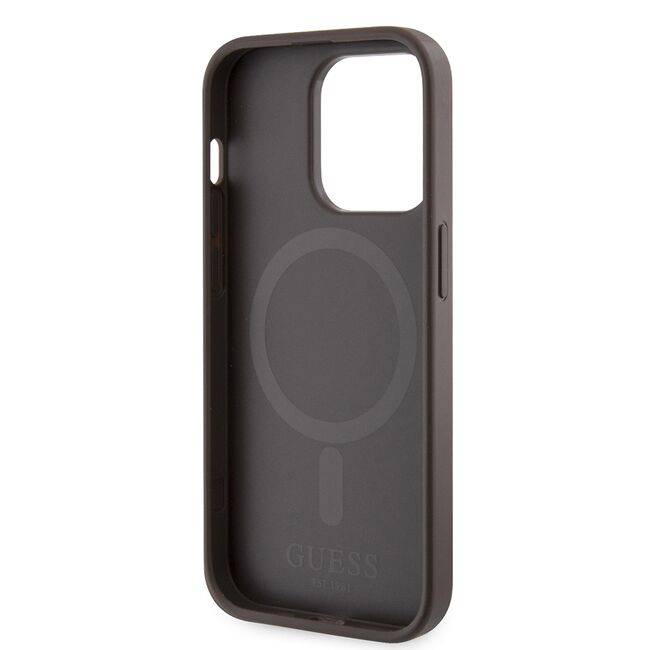Husa pentru  iPhone 15 Pro cu MagSafe Guess - Hardcase 4G Series - maro
