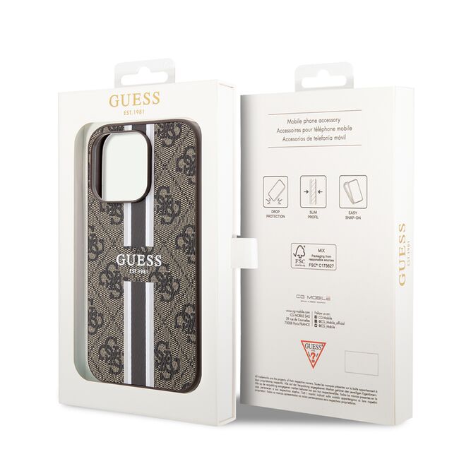 Husa pentru  iPhone 15 Pro cu MagSafe Guess - Hardcase 4G Series - maro