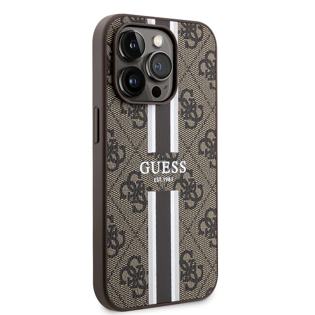 Husa pentru  iPhone 15 Pro cu MagSafe Guess - Hardcase 4G Series - maro