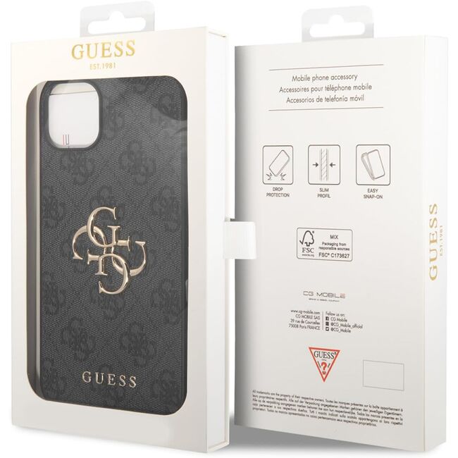 Husa pentru  iPhone 15 cu MagSafe Guess - Hardcase 4G Series - gri