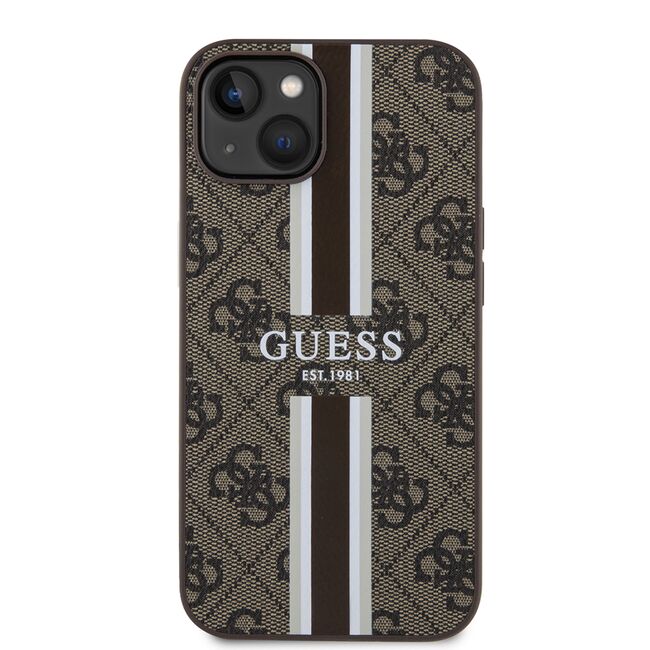 Husa pentru  iPhone 15 cu MagSafe Guess - Hardcase 4G Series - maro