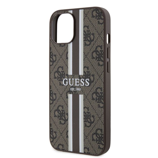 Husa pentru  iPhone 15 cu MagSafe Guess - Hardcase 4G Series - maro