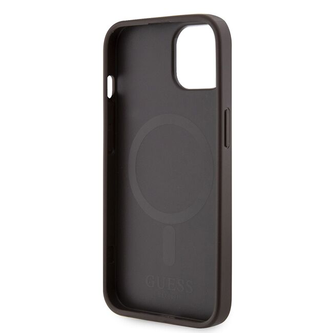 Husa pentru  iPhone 15 cu MagSafe Guess - Hardcase 4G Series - maro