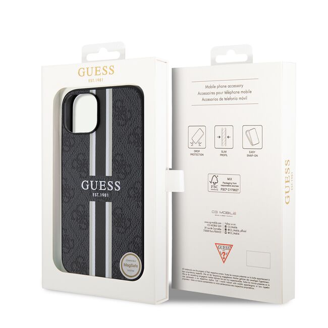 Husa pentru  iPhone 15 cu MagSafe Guess - Hardcase 4G Series - negru
