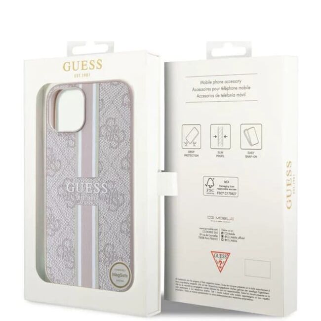 Husa pentru  iPhone 15 cu MagSafe Guess - Hardcase 4G Series - roz