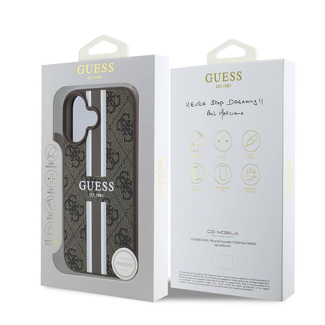 Husa pentru  iPhone 16 Plus cu MagSafe Guess - Hardcase 4G Series - maro