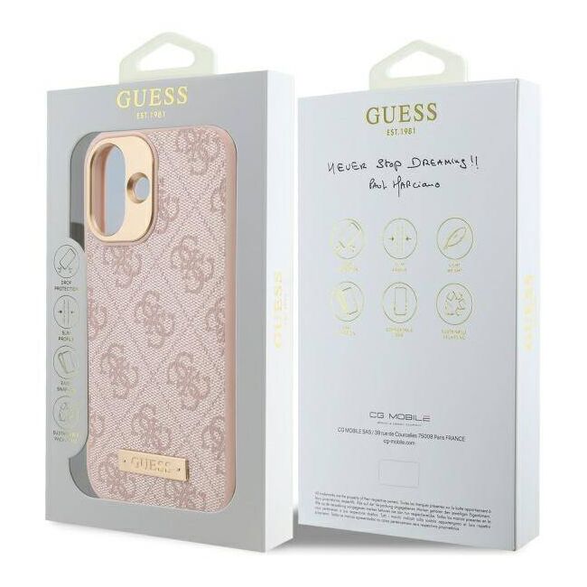 Husa pentru  iPhone 16 Plus cu MagSafe Guess - Hardcase 4G Series - roz neo