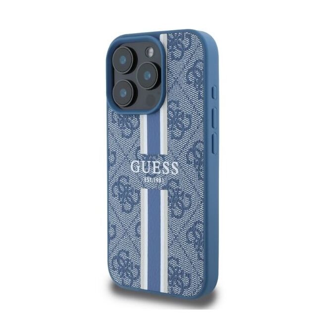 Husa pentru  iPhone 16 Pro Max cu MagSafe Guess - Hardcase 4G Series - albastru