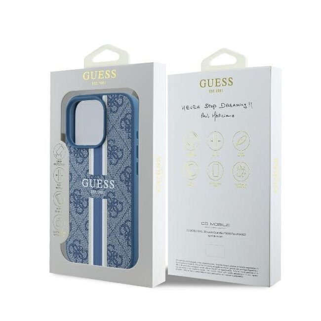 Husa pentru  iPhone 16 Pro cu MagSafe Guess - Hardcase 4G Series - albastru