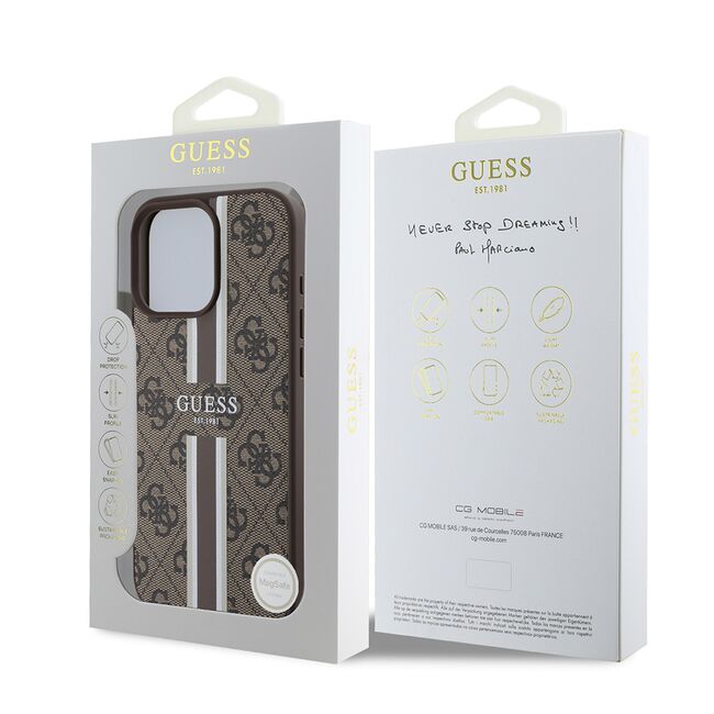 Husa pentru  iPhone 16 Pro cu MagSafe Guess - Hardcase 4G Series - maro